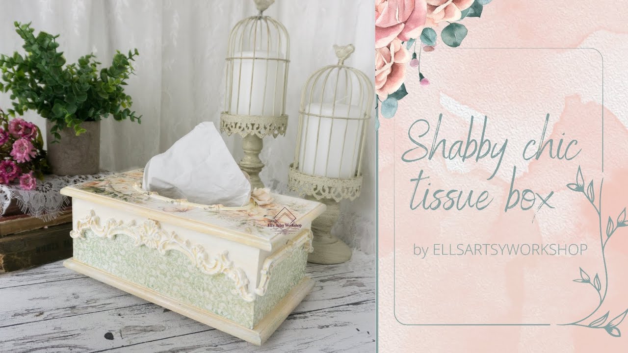Shabby chic tissue box; Handmade wooden tissue dispenser; DIY  home decor idea; Romantic floral box
