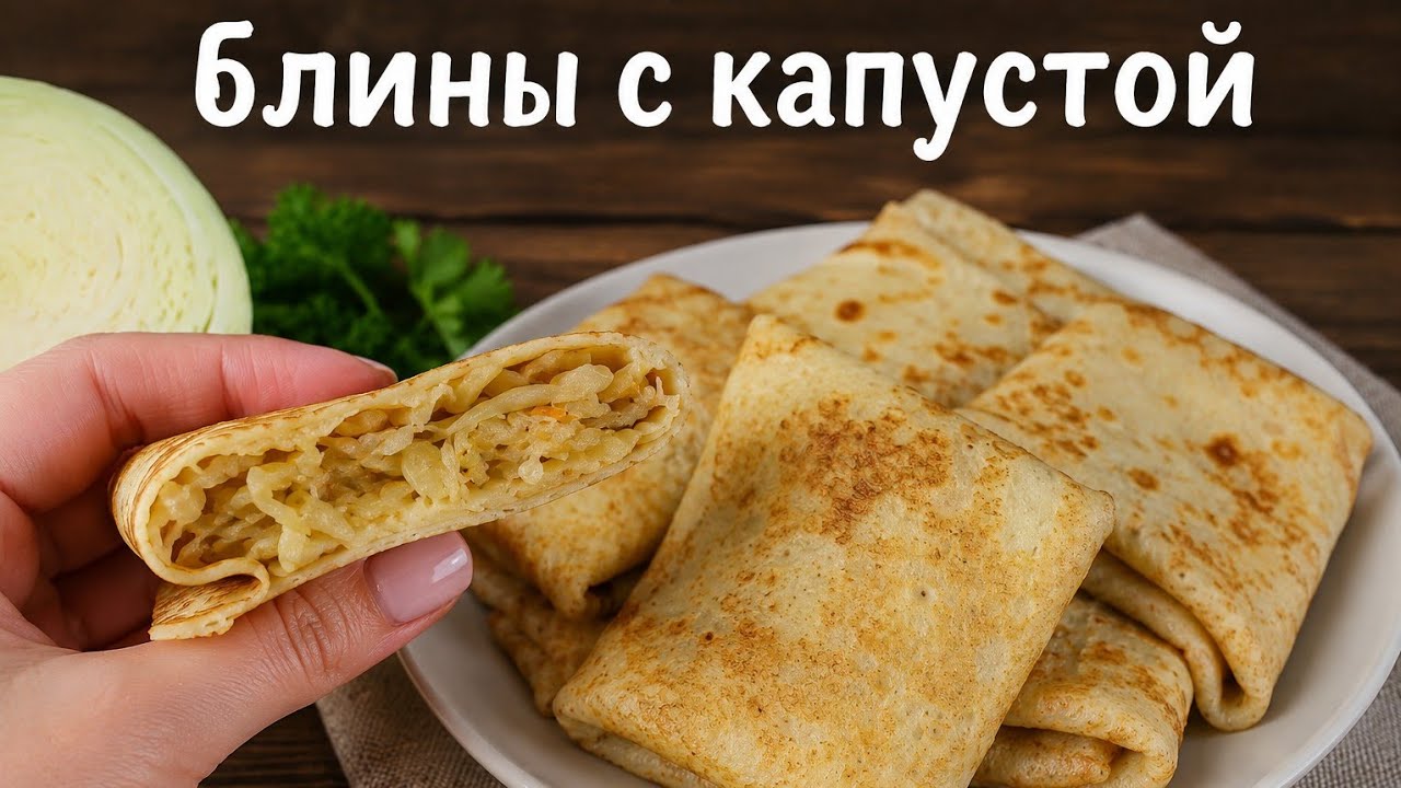 Тонкие блины с капустой #рецепты #рецепт #еда #готовка #кухня #кулинария #food #recipe #cooking 