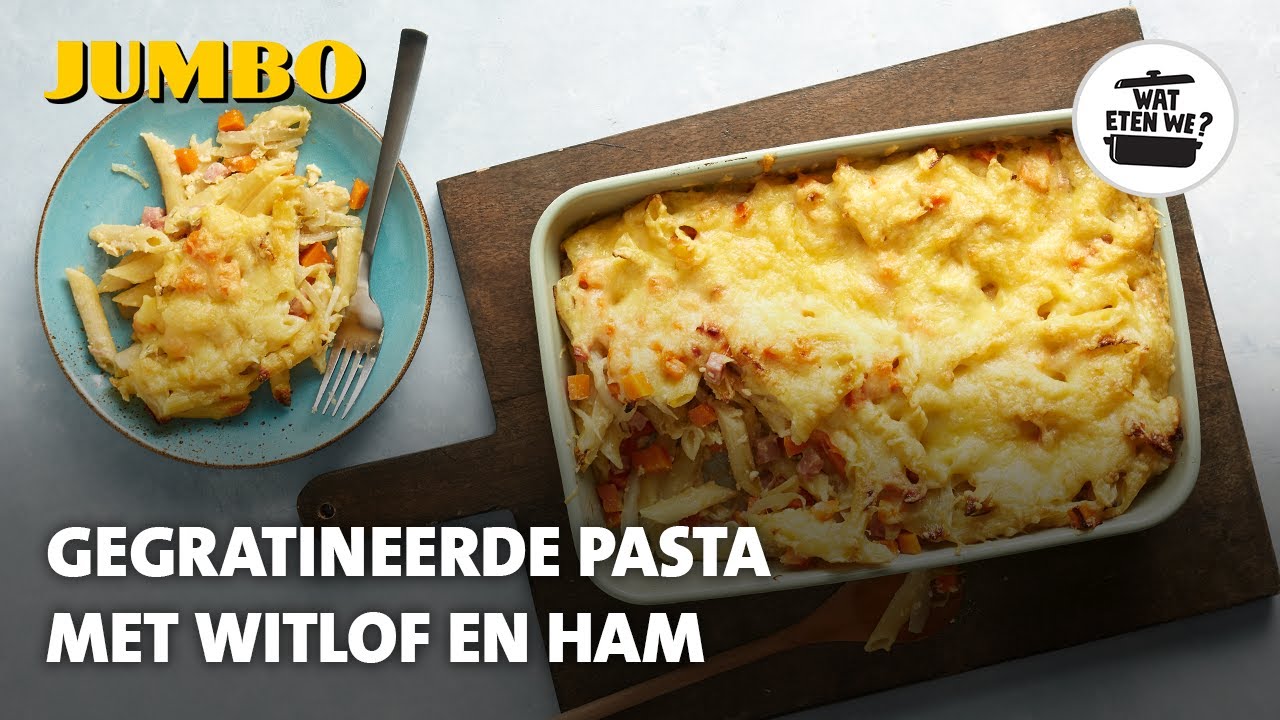 Wat eten we? Gegratineerde pasta met witlof en ham