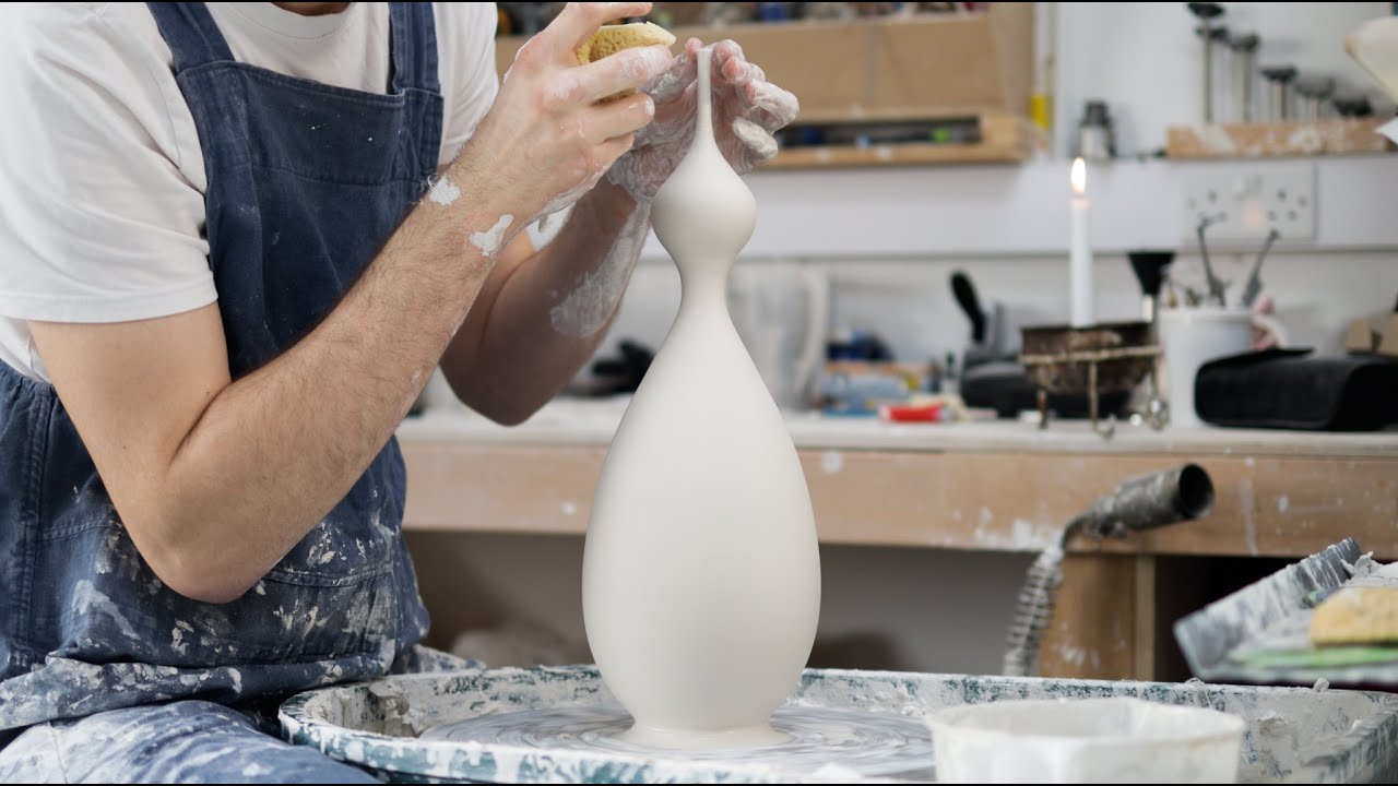 Making A Double Bellied Porcelain Bottle - Throwing On the Wheel - Matt Horne Pottery