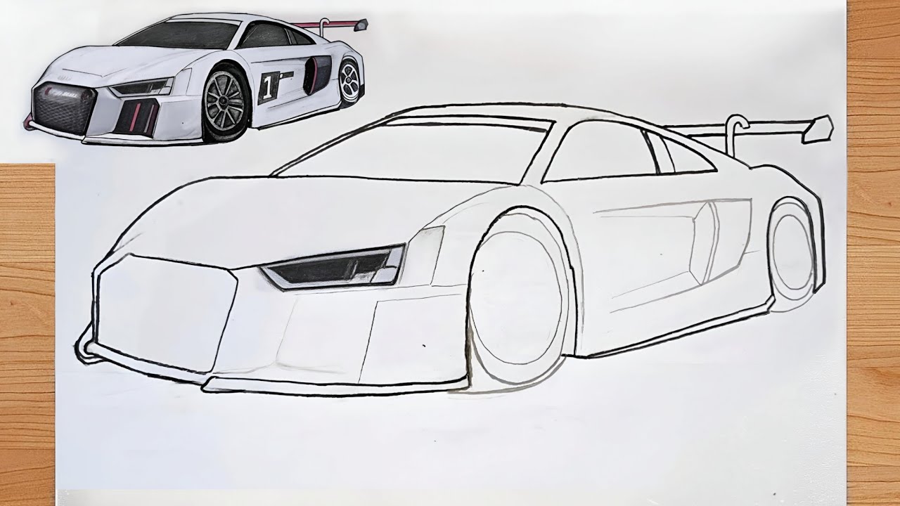 Audi R8 GT3 Racing Car Drawing Tutorial | Easy, Slow and Realistic Pencil drawing | AUDI