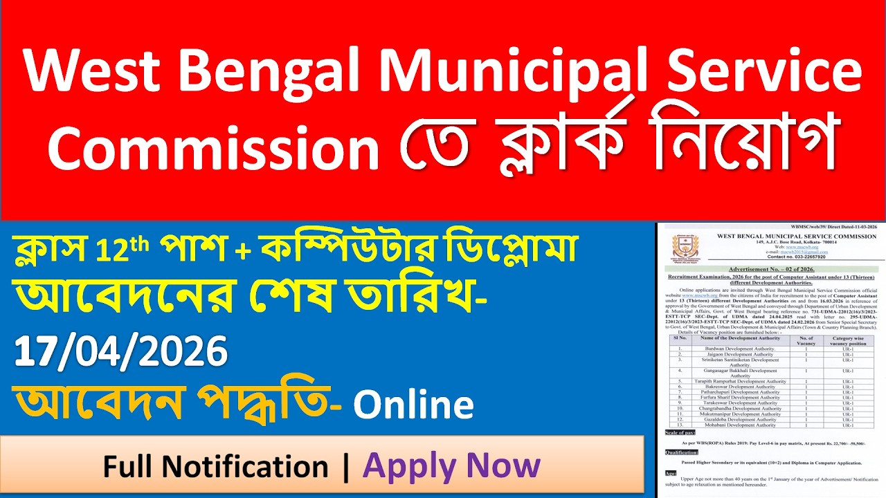 🔥 WB Municipal Clerk Job 2026 | Salary, Eligibility, Apply Process | Bengali