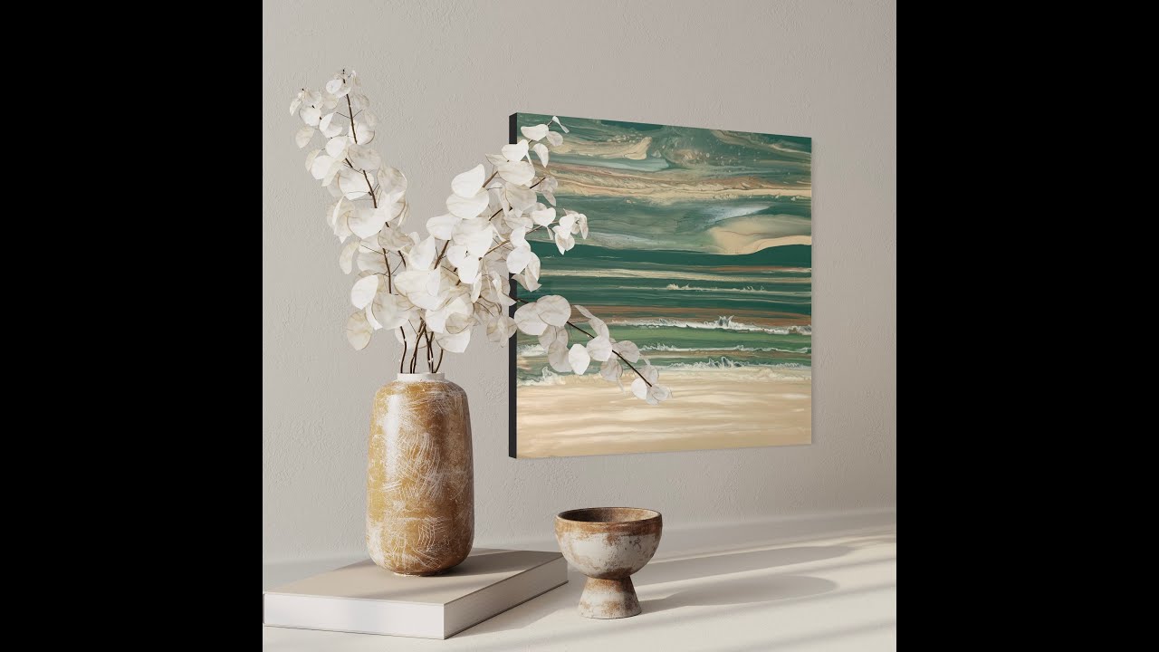 Lovely Neutral Landscape Swipe   Acrylic Pour Painting, Flow Art, Fluid Art Technique,
