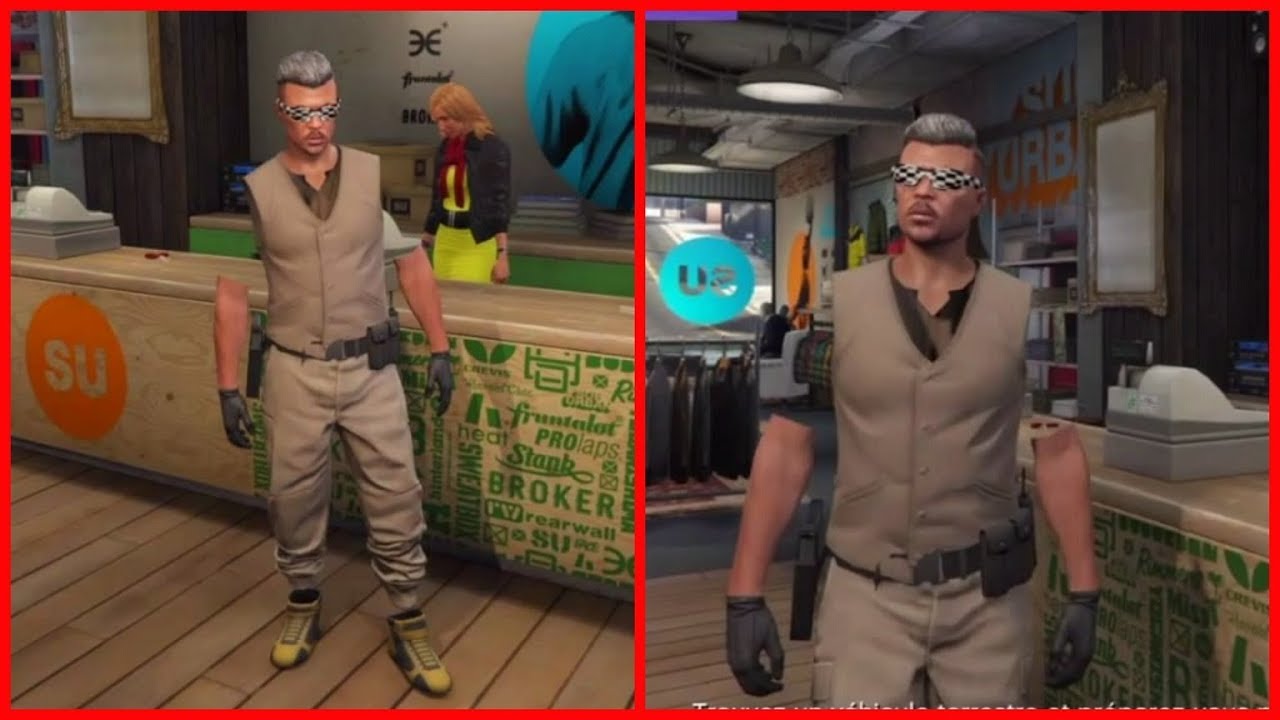 GTA 5 TENUE MODDER AVEC JOGGER BEIGE ET CEINTURE DE POLICE
