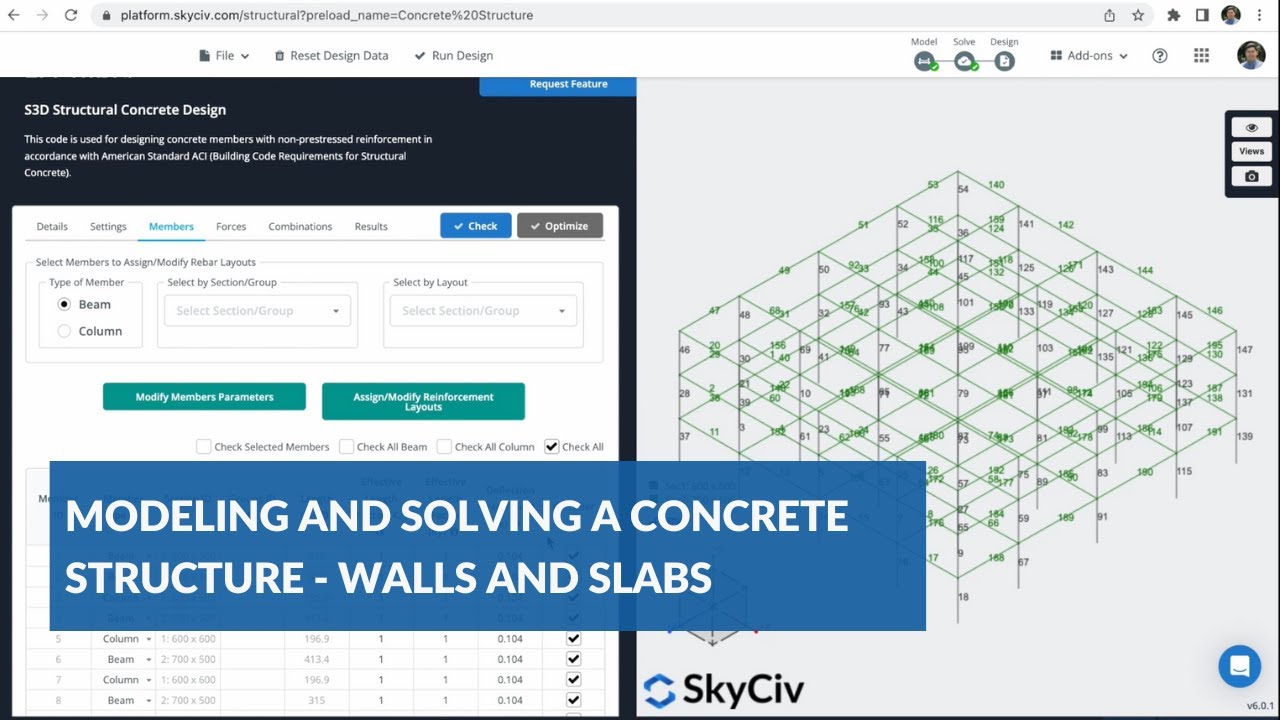 Modeling and Solving a Concrete Structure - Walls and Slabs