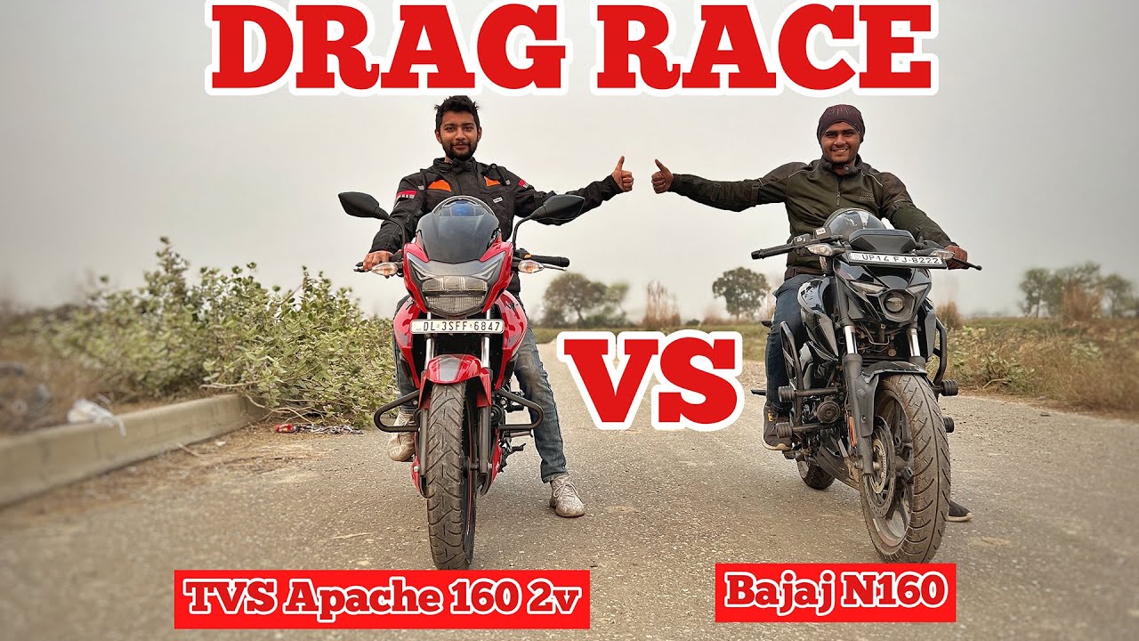 NEW TVS Apache 160 2v VS Bajaj Pulsar N160 Drag Race l Aayush ssm