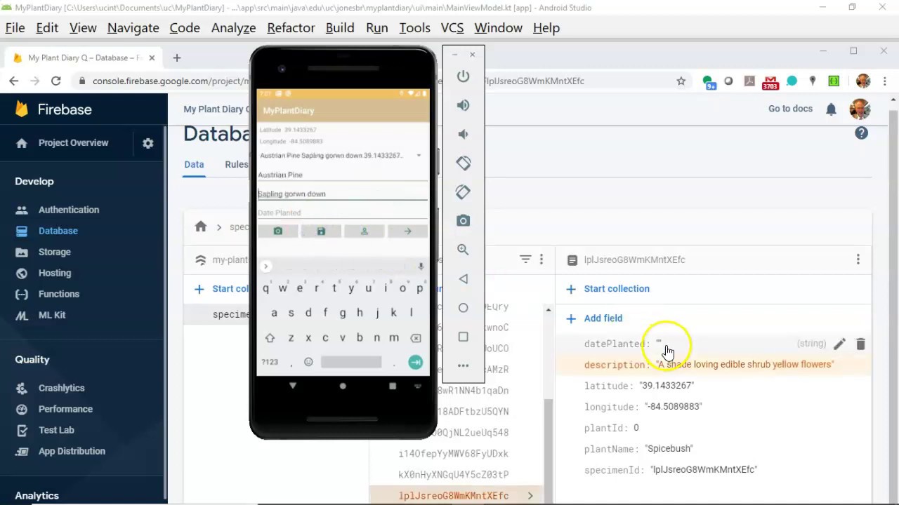 Get item selected from spinner, update Firebase document