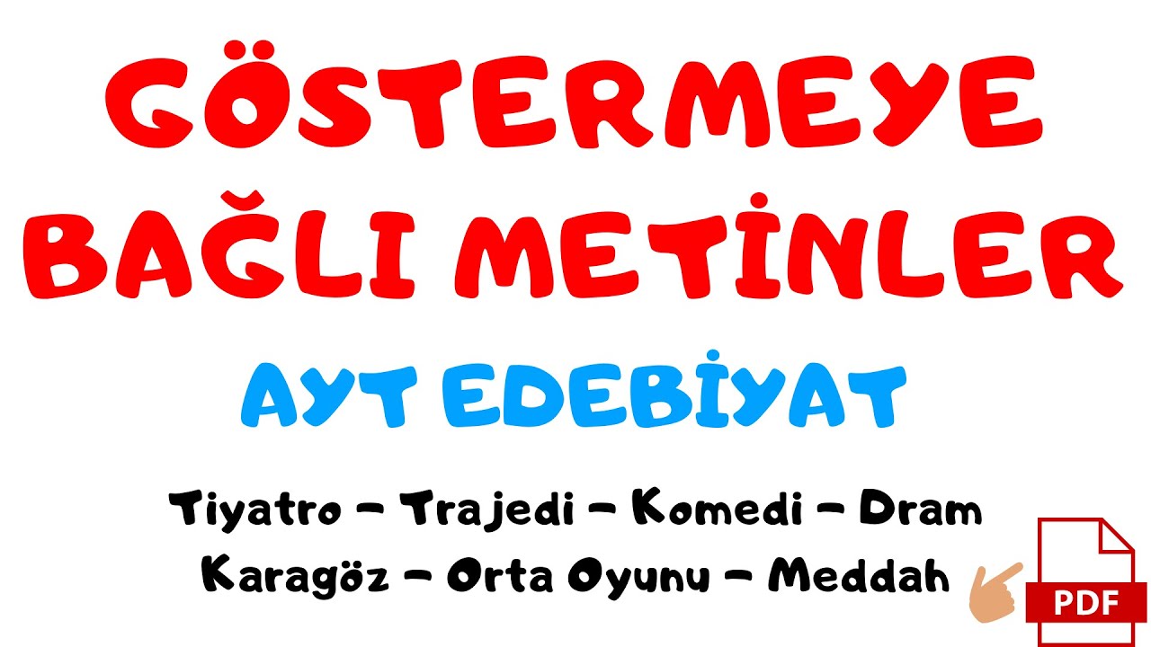 Göstermeye Bağlı Metinler AYT Edebiyat (Metinlerin Sınıflandırılması)  - Deniz Hoca