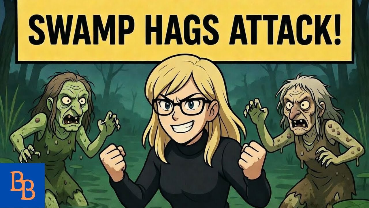 Late night, The swamp hags attack Kelsey