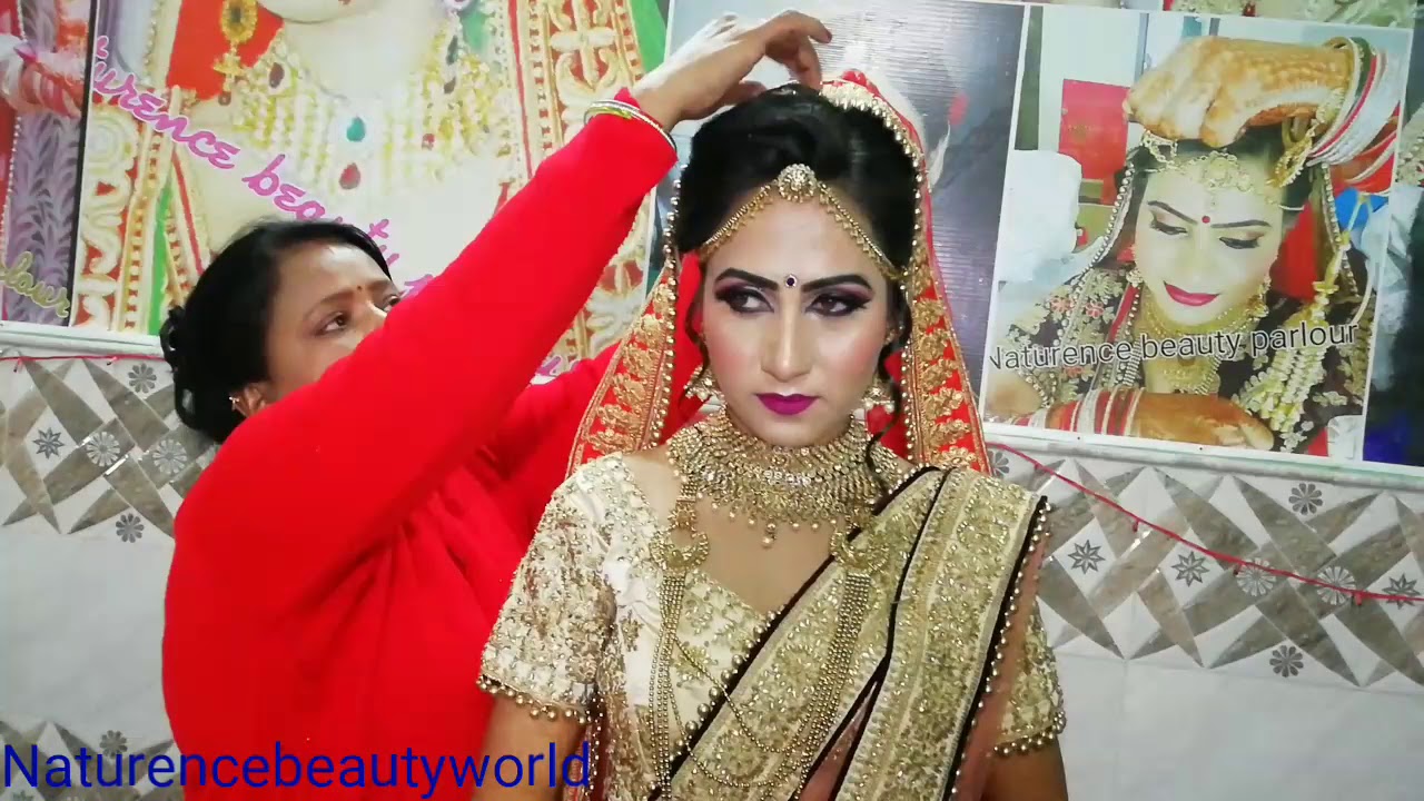 Bridal different style ||double ||dupatta setting||purple cream lehnga in hindi ||NbW