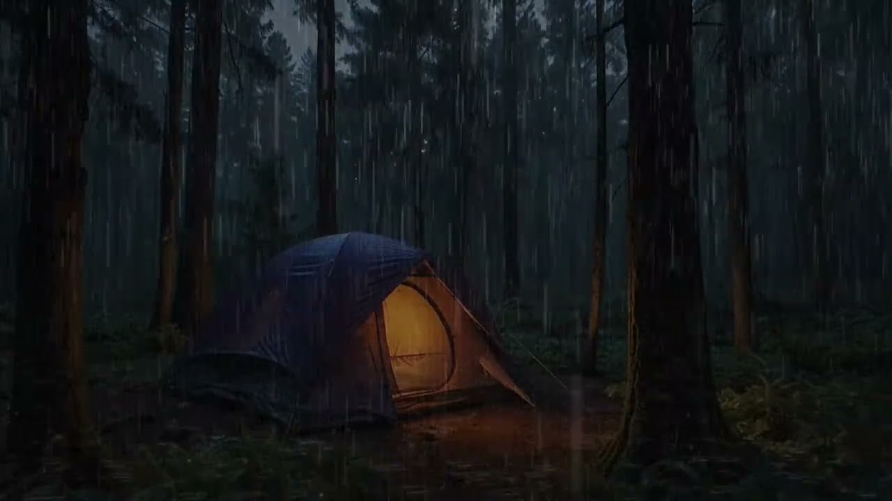 Rain On A Tent - Rain sounds with distant thunderstorm for sleeping and relax