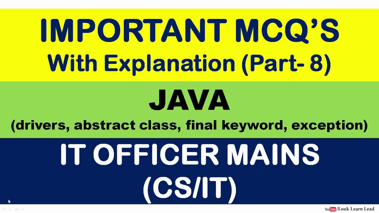 Important MCQs (Part 8) : JAVA - For All Competitive Exams