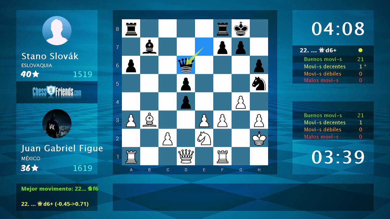 Chess Game Analysis: Juan Gabriel Figue - Stano Slov&aacute;k : 1-0 (By ChessFriends.com)
