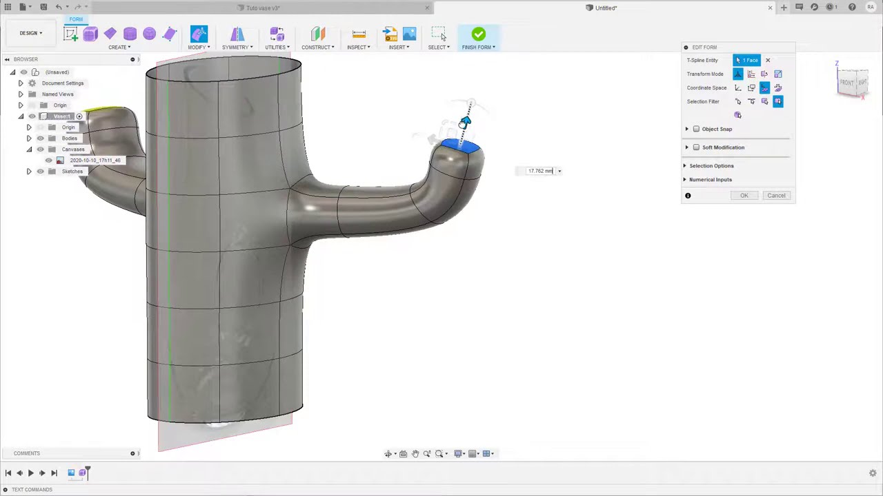 8 Fusion 360, Faire des  FORM plus organiques Partie #2 (Français, Québec)
