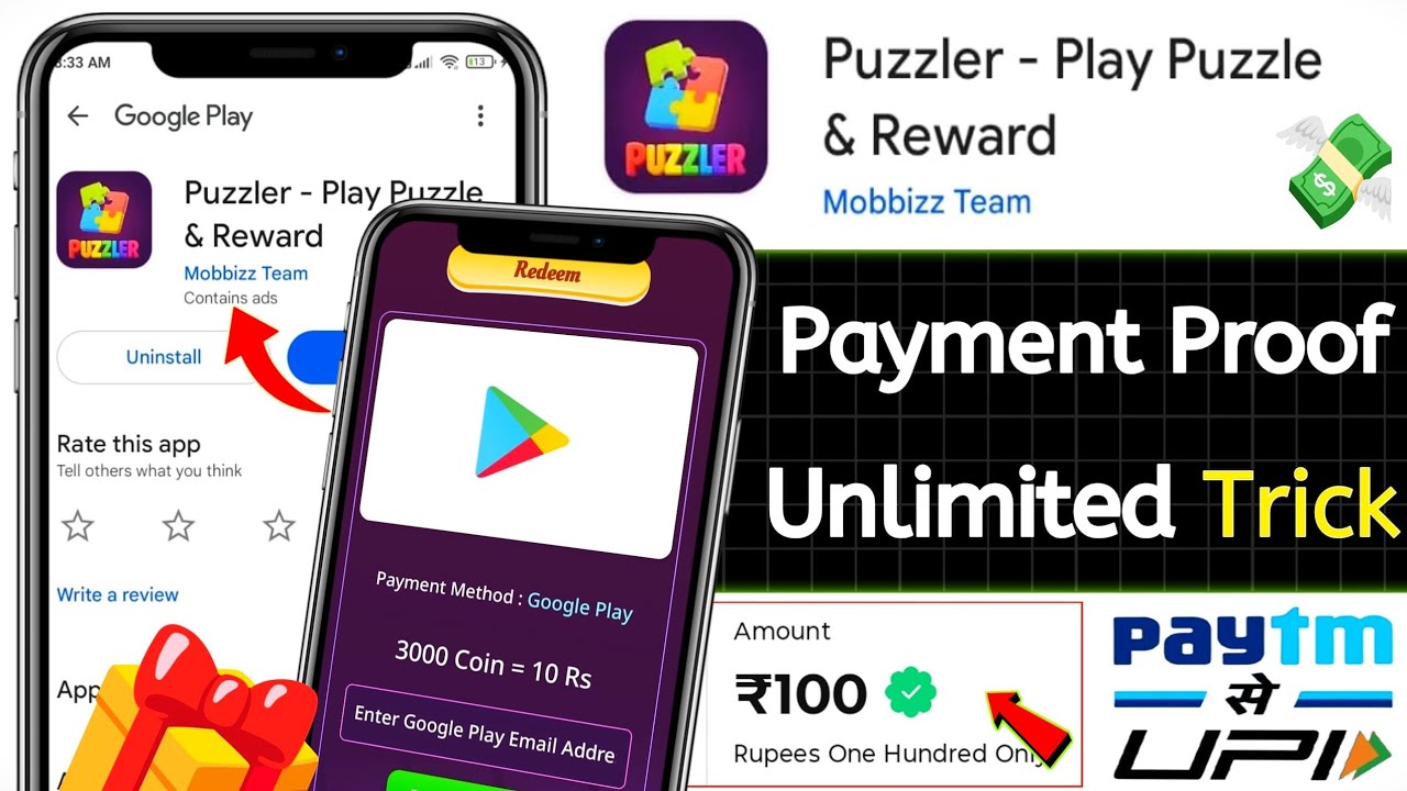 🤑 Earning App Without Investment | Puzzler App Payment Proof | Free Redeem Code App | Match Master 