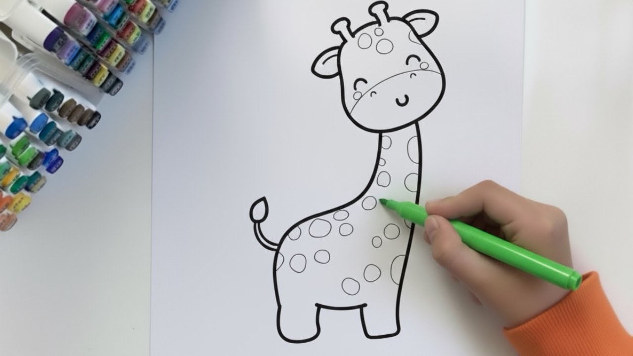 Coloring the Cutest Giraffe | Easy & Relaxing Doodle Art Tutorial