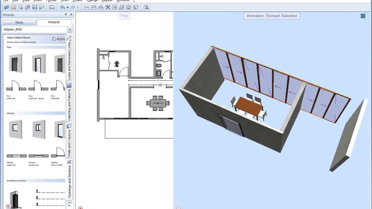 Allplan How to 030 Architecture:  Wall, Door, Block Dimension