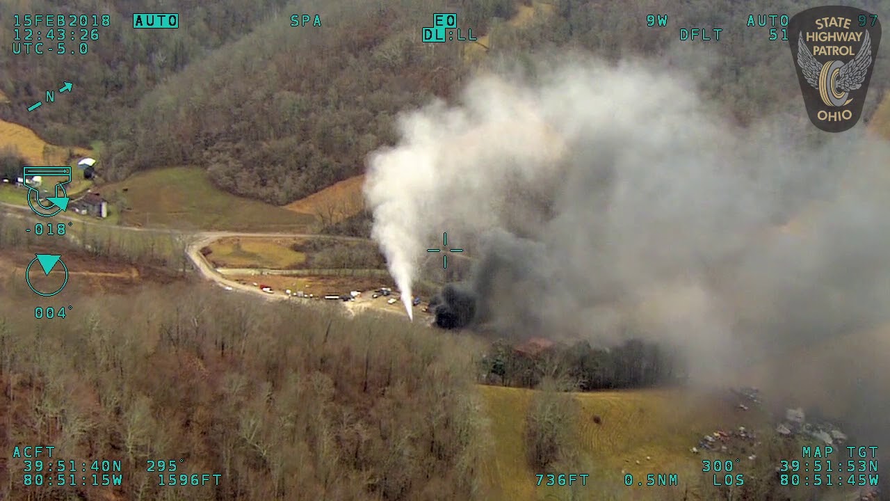 Powhatan Point XTO Well Pad Explosion Footage from Ohio State Highway Patrol