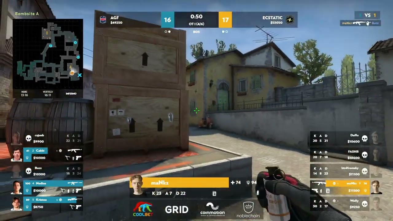 maNkz - 1vs4 clutch to set ECSTATIC on match point top moments game | (CS:GO)