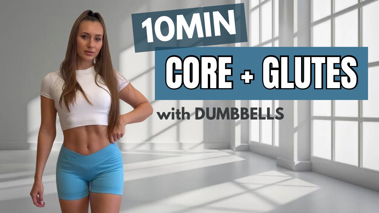 10 MIN Booty & Abs: Standing CORE and GLUTES Workout + dumbbells