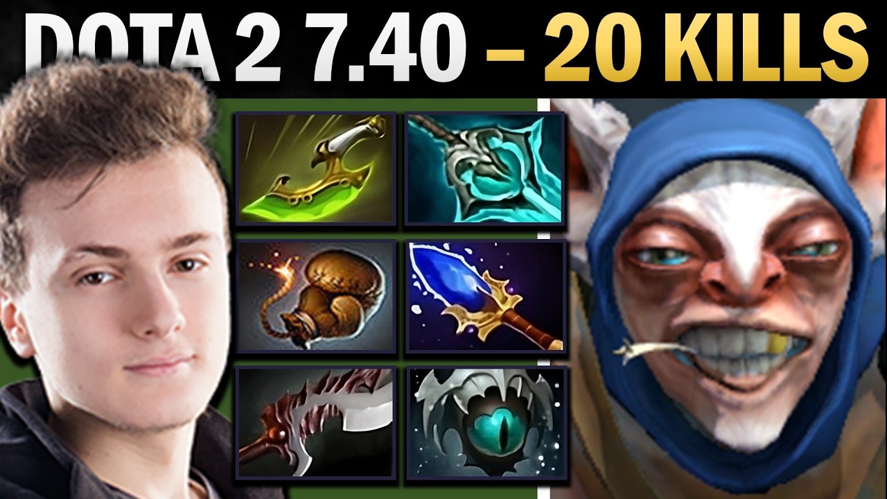 Meepo Pro Mid с Abyssal и 20 убийствами - Dota 7.41