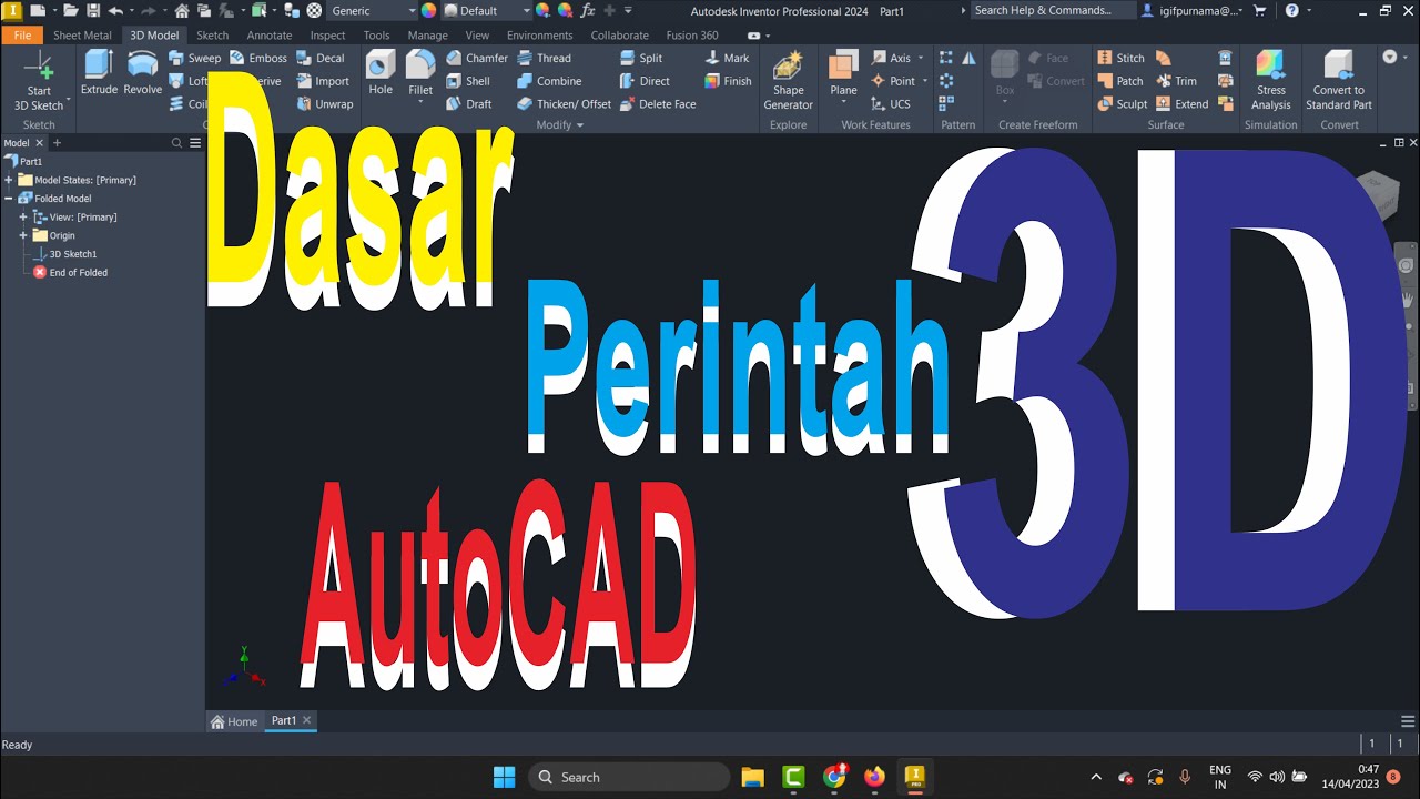 Penjelasan Tool - Tool Modeling perintah Dasar AutoCAD 3D