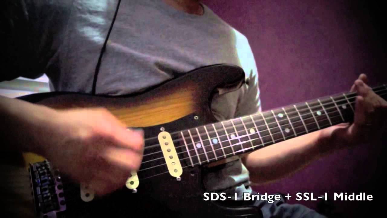 DIMARZIO SDS 1 Bridge Single coil + inbetween with a Seymour Duncan SSL 1 middle single coil RWRP