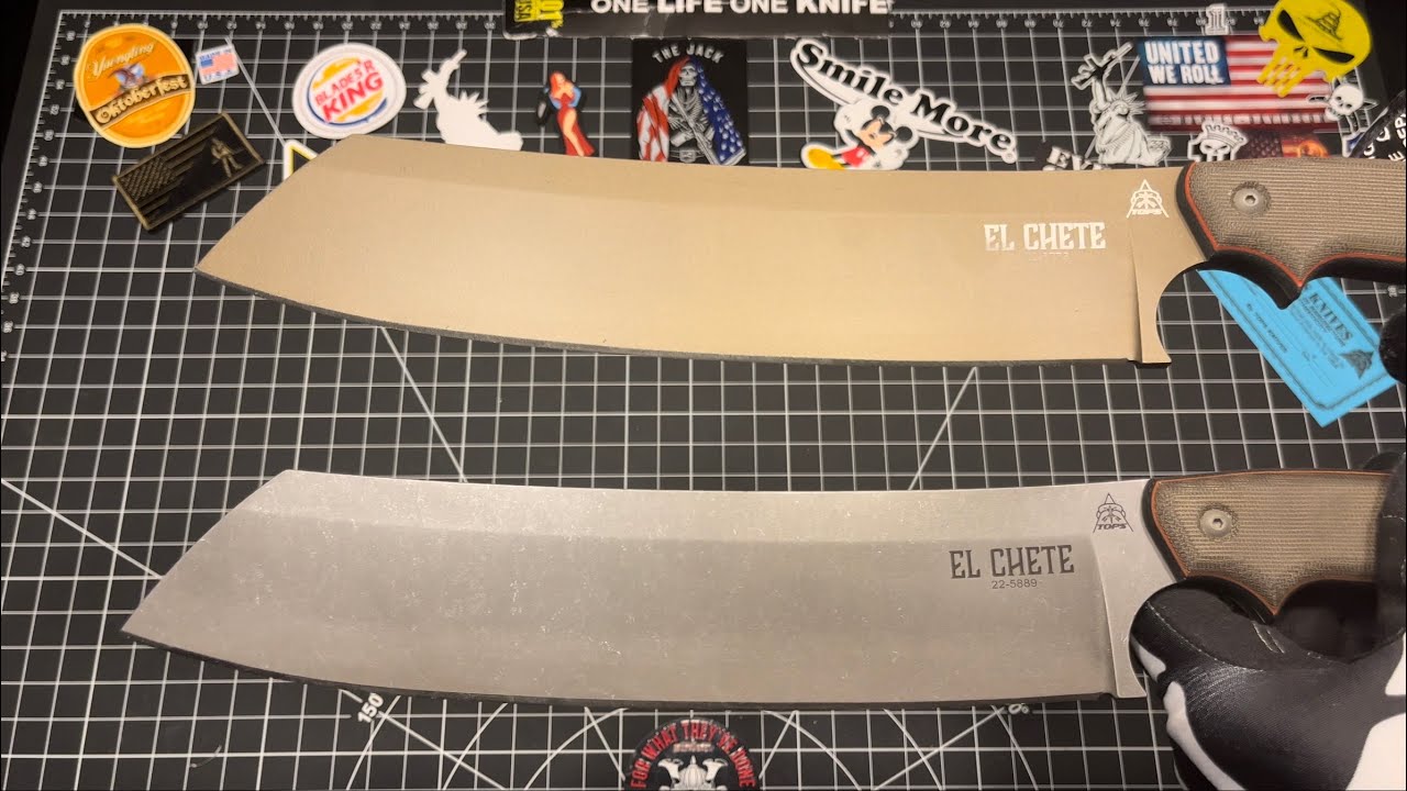 TOPS Knives | El Chete Gray Acid Wash vs. El Chete Midnight Bronze Finish - A Visual Comparison