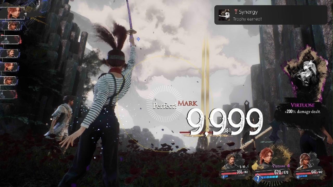 Clair Obscur: Expedition 33 Virtuose Stance Perc&eacute;e On Marked Enemy 9999 Damage - Synergy Trophy