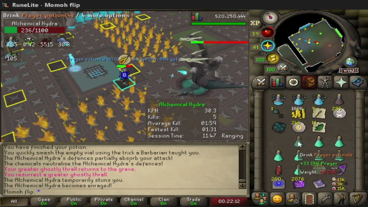 Efficient Alchemical Hydra w/Masori Armor & Tbow/thralls 29-31 kph