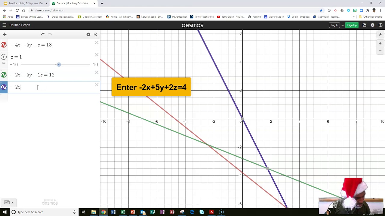 3-variable Systems Practice with Desmos Graphing