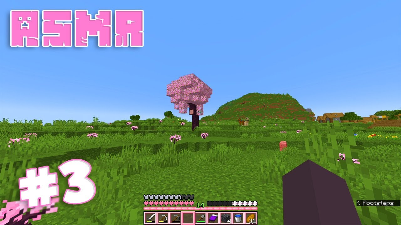 [ASMR] Minecraft Survival #3 - I Found Cherry Blossoms! (Keyboard Sounds + Whispering 💤)