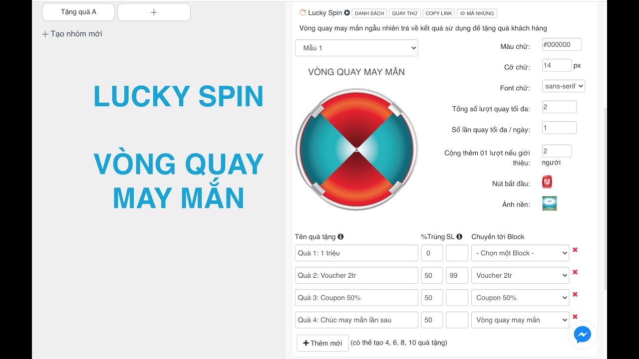 Lucky Spin - Vòng quay may mắn - Chatbot Fchat