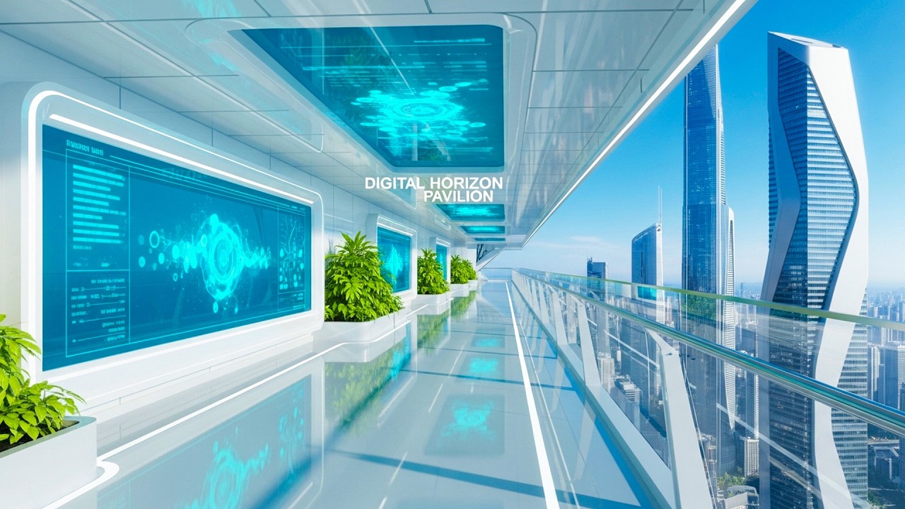 Frutiger Aero Digital Horizon Pavilion 4K | Calm Ambient Music | Early 2000s Nostalgia