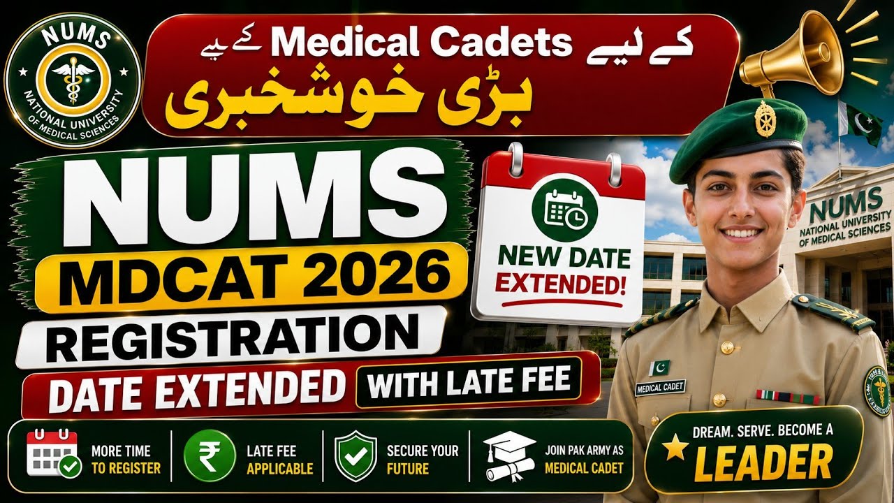 NUMS MDCAT 2026 Online Registration Date Extended | Apply Now for NUMS Entry Test