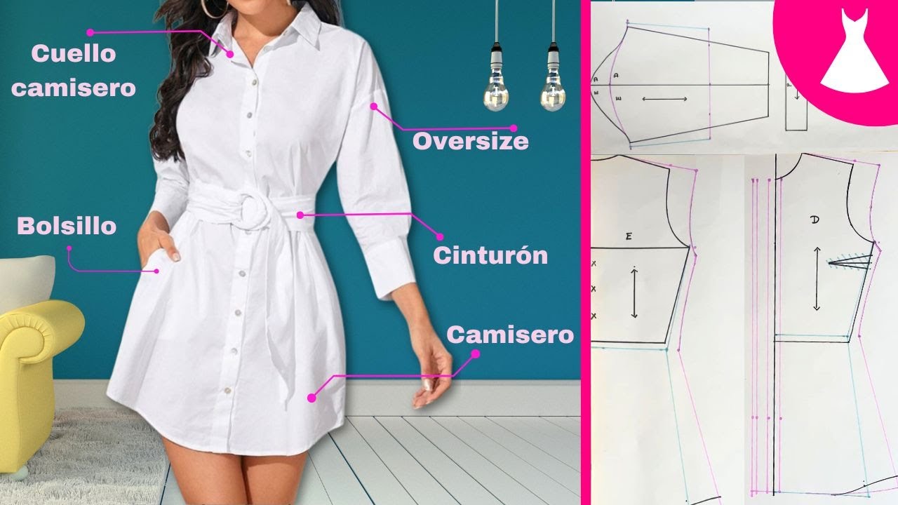 #17 Cómo hacer VESTIDO con BOLSILLOS / Vestido Camisero / PATRONAJE