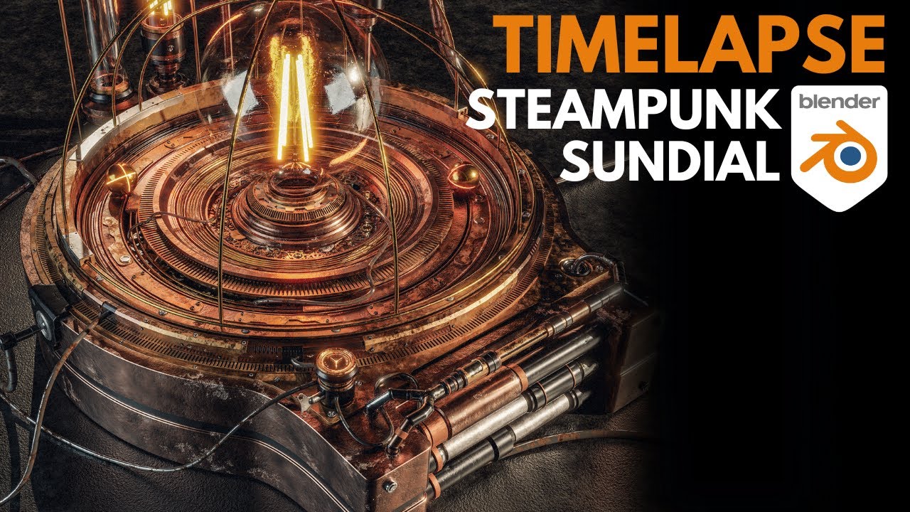 Steampunk Sundial in Blender | Realistic 3D Modeling Timelapse