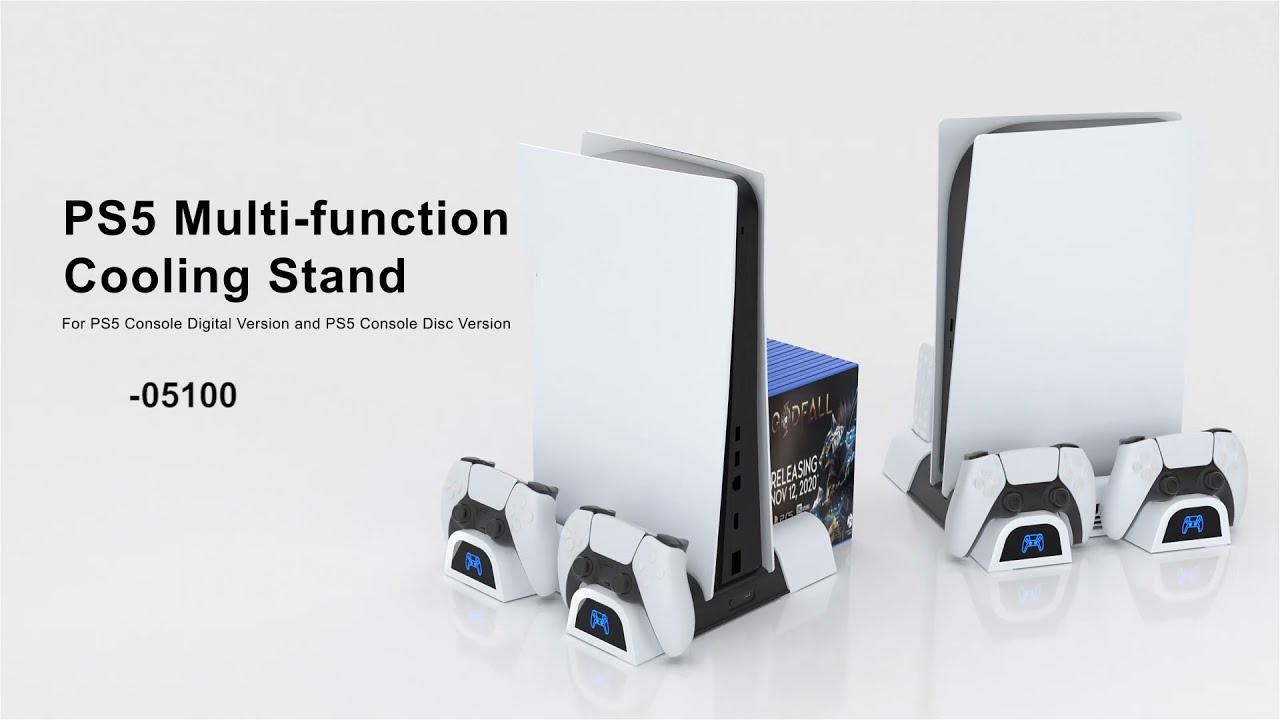 【DOBE】Multi-Functional Vertical Cooling Stand with Controller Charging Dock for PS5