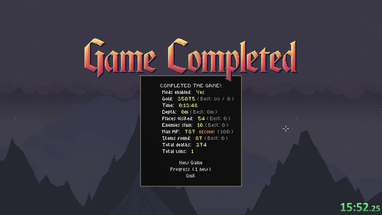 Noita 33 Orb Seeded Speedrun (15:44.20)