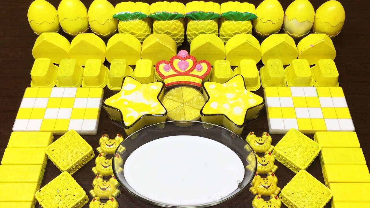 SPECIAL YELLOW SLIME ! Mixing Random Things into GLOSSY Slime !!! Satisfying Videos #827