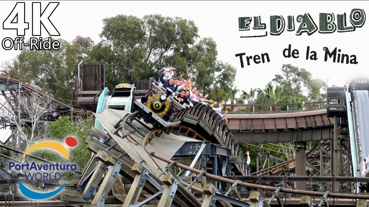 Diablo - Tren de la Mina - 4K Off-Ride - PortAventura - Arrow Dynamics - Mine Train