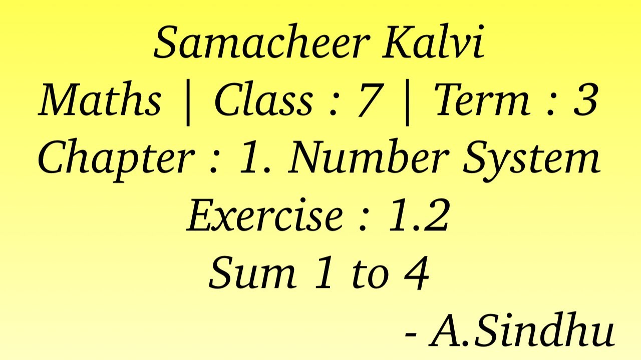 7th Maths Term 3 Samacheer | Chapter 1 | Number System | Exercise 1.2 | Sum 1 to 4
