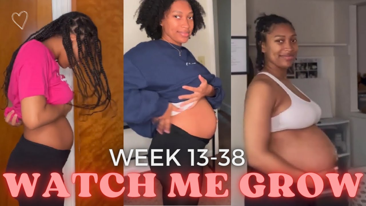 WEEK BY WEEK  PREGNANT BELLY PROGRESSION💕✨🫶🏽 | Week 13-38 | Vlogmas 🎄