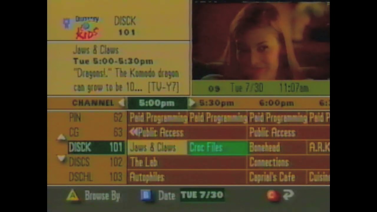 Direct TV Channel Guide -  7/30/2002 - Nick Schedule 11am - 730pm