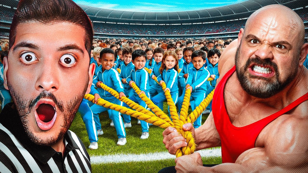 100 BAMBINI CONTRO L'UOMO PIU FORTE DEL MONDO! di MR BEAST