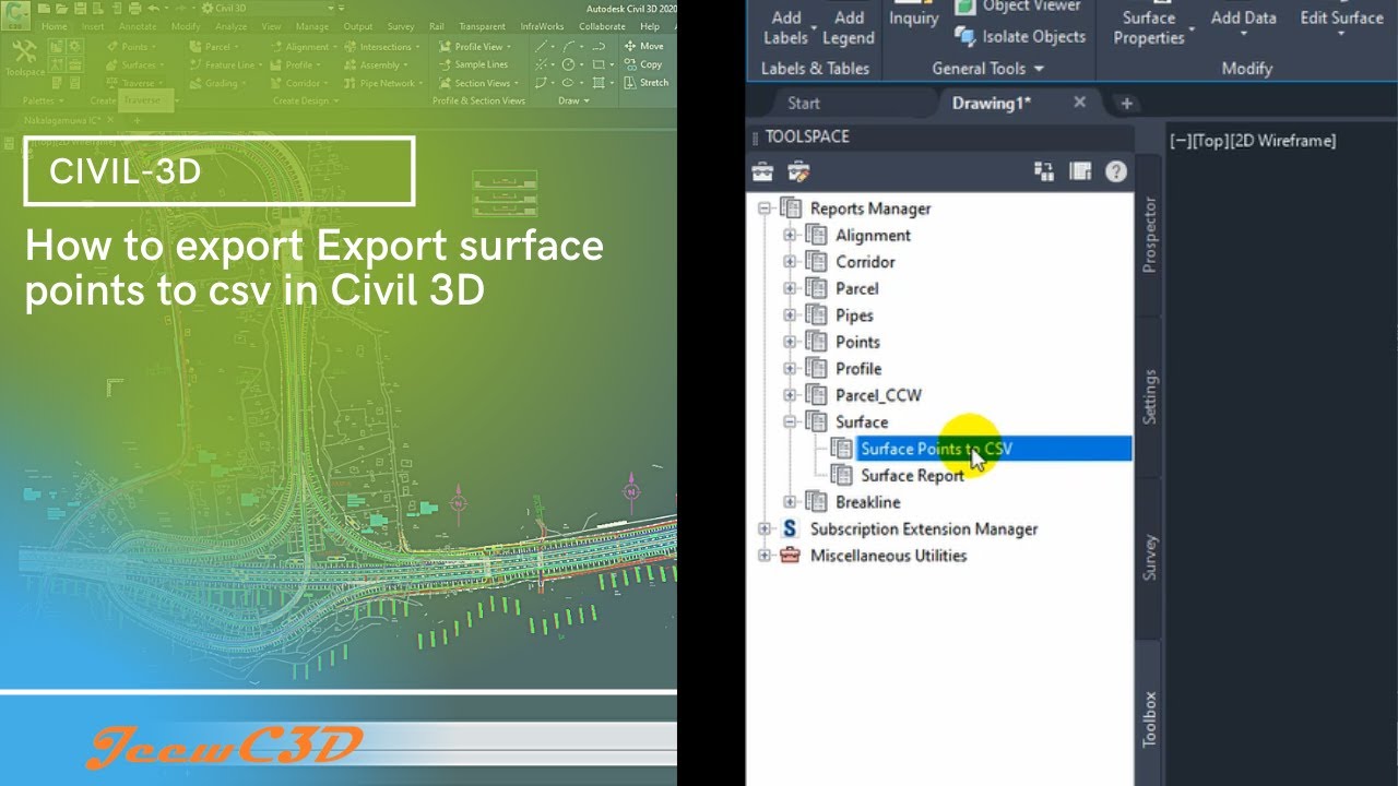 How to Export surface points to csv in Civil 3D