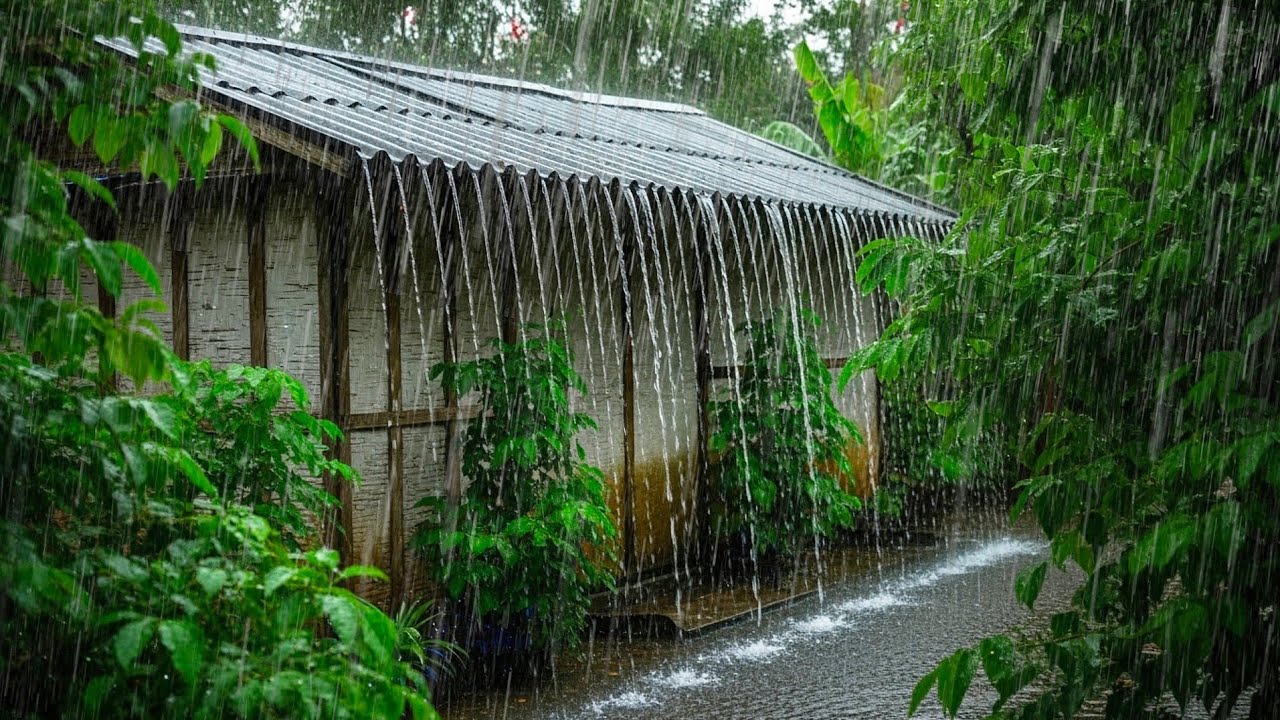 Heavy Rainstorm in Roof All Night – Soothing Rain Sounds for deep sleep, ASMR & insomnia relief