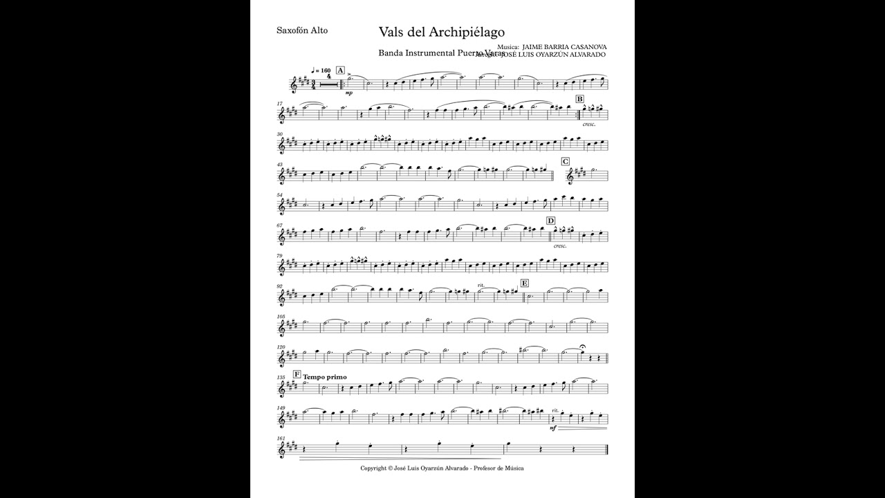 Vals del Archipielago (Bordemar) para Saxofón Alto