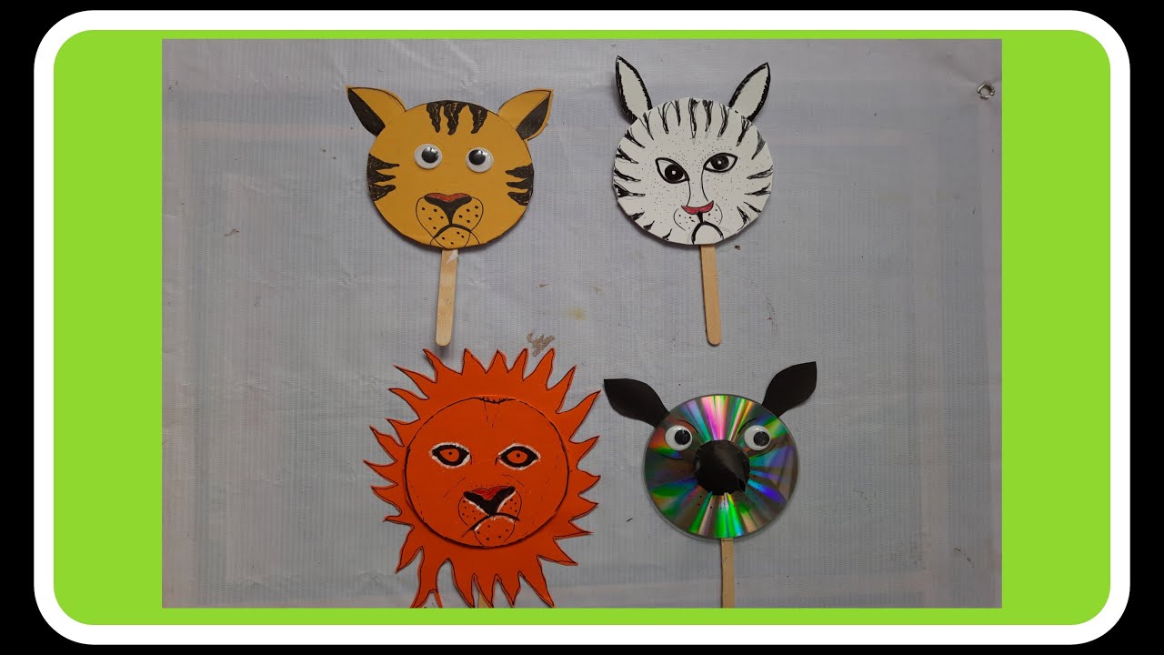 Puppet | Kathputli | Animal face | CD Crafts | Making puppets |
