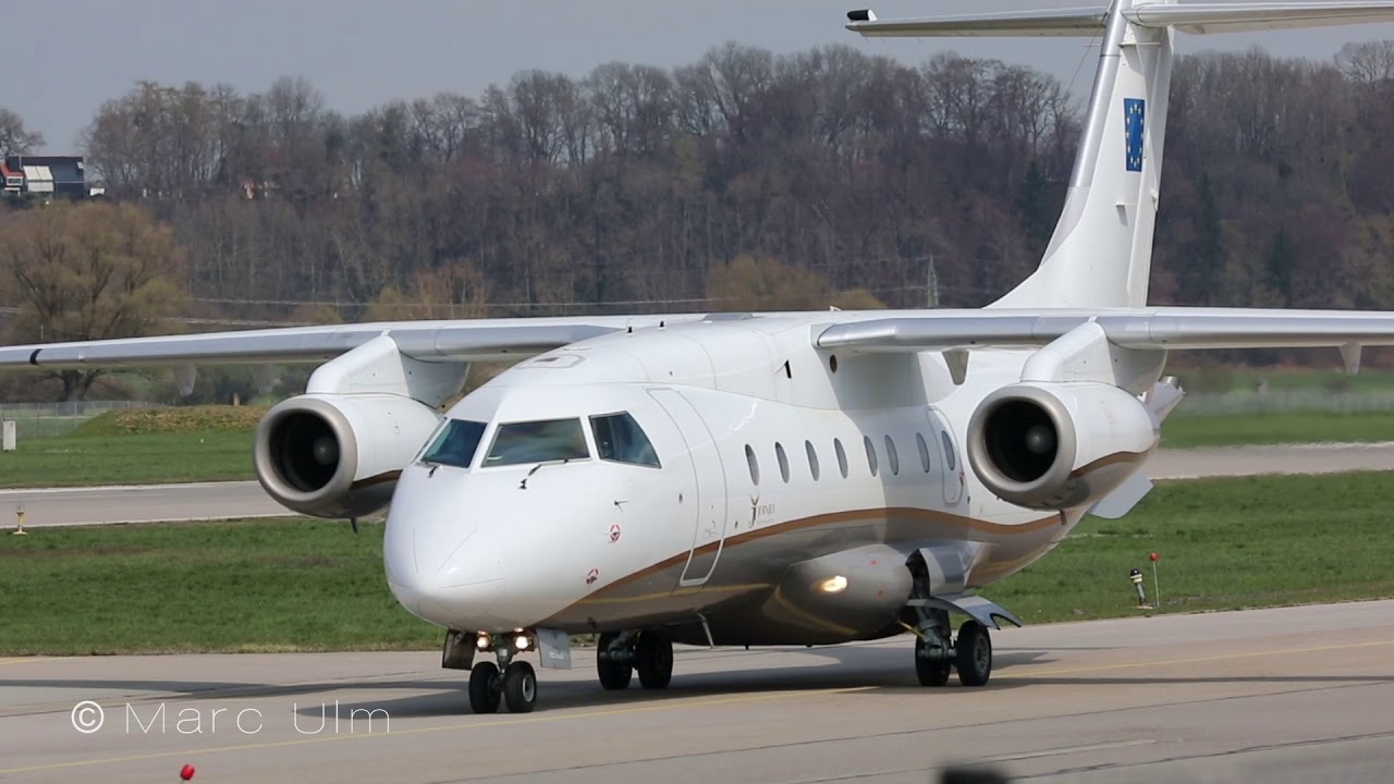 Dornier Do-328JET-310 Private Jet Approach, Landing, Taxiing Augsburg Airport